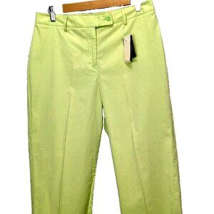 Land's End Womens Cropped Pants Cotton Poplin Size 8 Yellow Green NWT